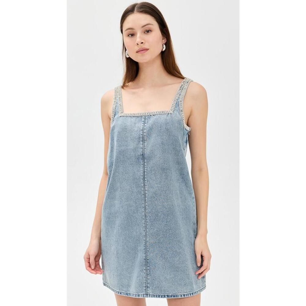 NWT! rag & bone Jayde Mini Dress Denim with Beaded Trim Size Large